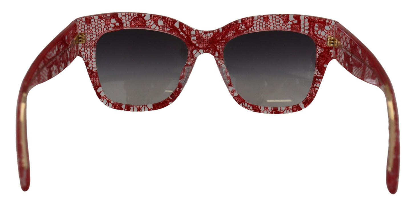 Dolce & Gabbana Red Lace Acetate Rectangle Shades  DG4231F  Women's Sunglasses