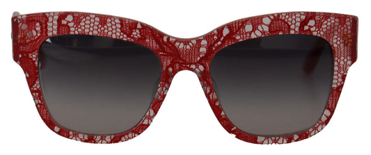 Dolce & Gabbana Red Lace Acetate Rectangle Shades  DG4231F  Women's Sunglasses