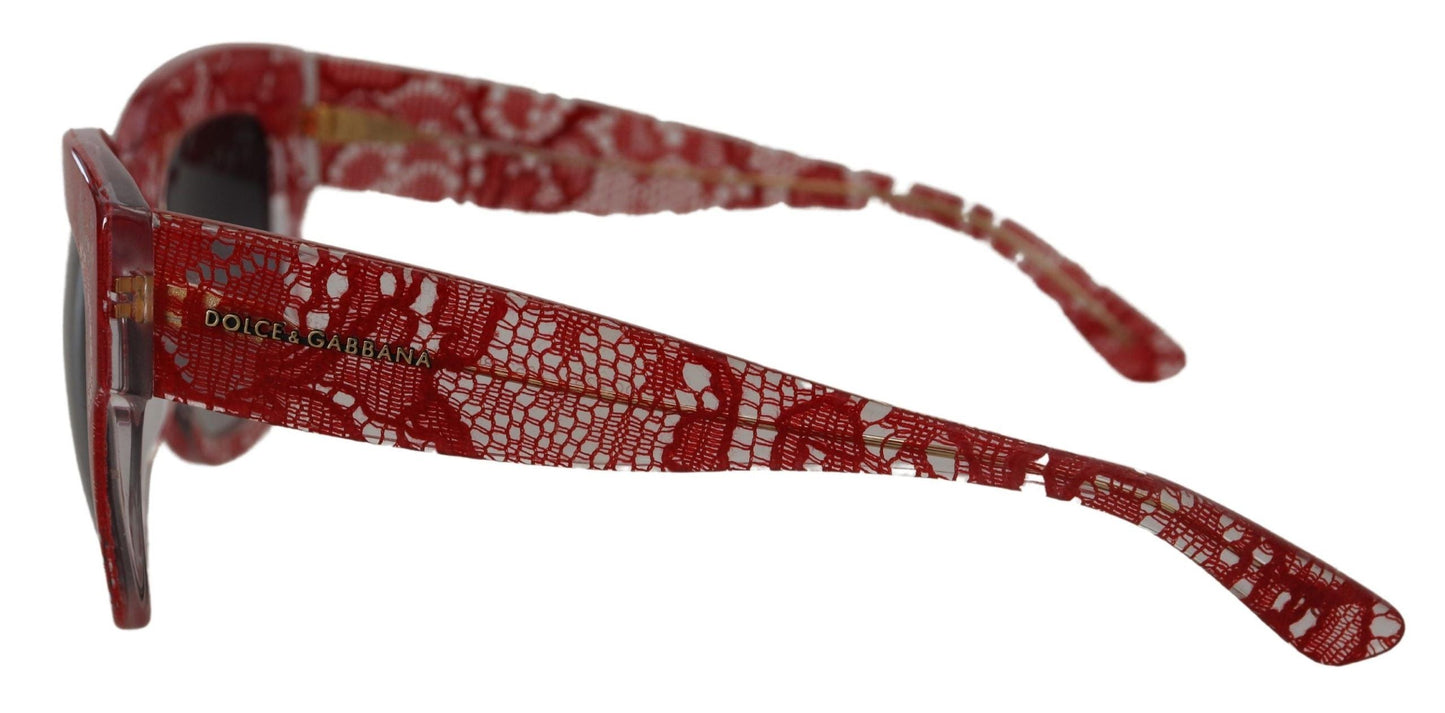 Dolce & Gabbana Red Lace Acetate Rectangle Shades Women's DG4231Sunglasses