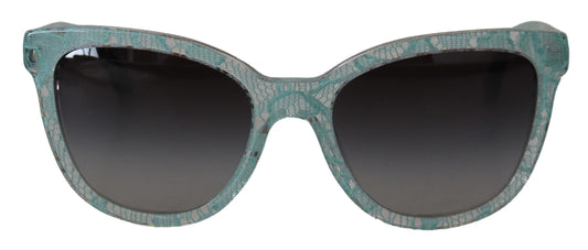 Dolce & Gabbana Blue Lace Acetate Crystal Round DG4190 Women's Sunglasses