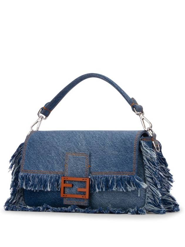 Fendi Women's Baguette Denim Shoulder Bag Blue