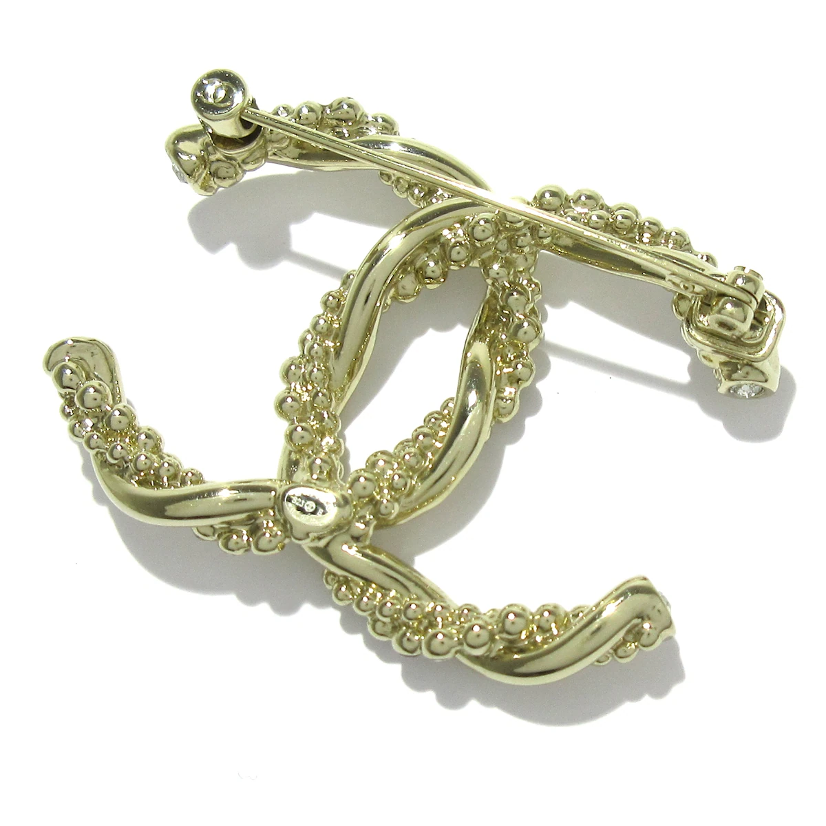 CHANEL - Coco Brooch Champagne Gold Clear Hardware Rhinestones
