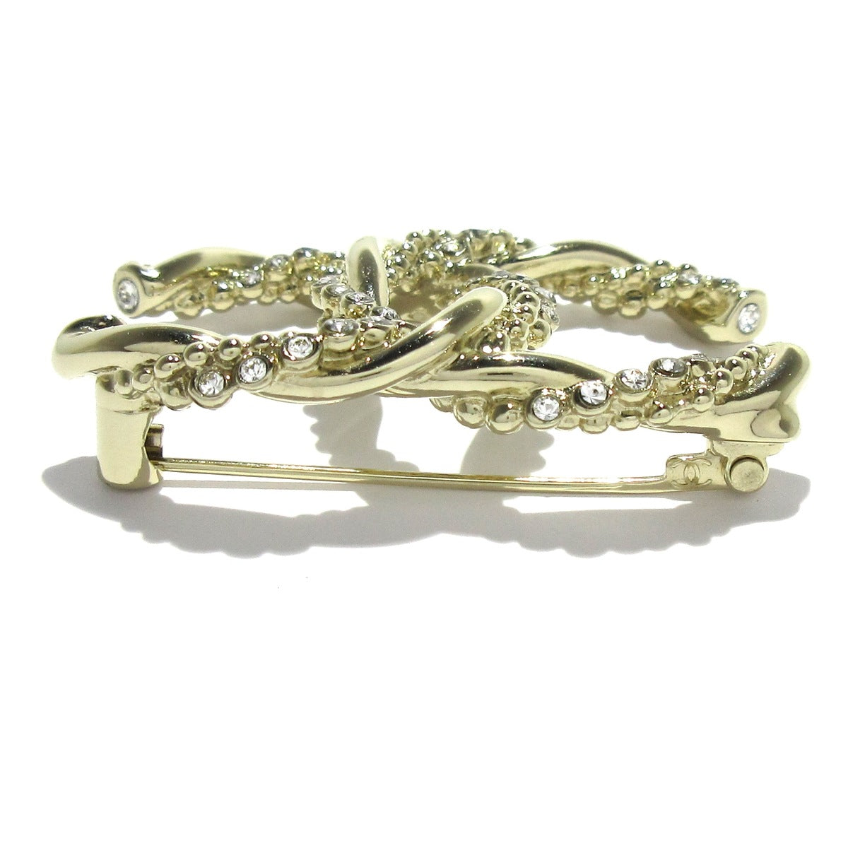 CHANEL - Coco Brooch Champagne Gold Clear Hardware Rhinestones