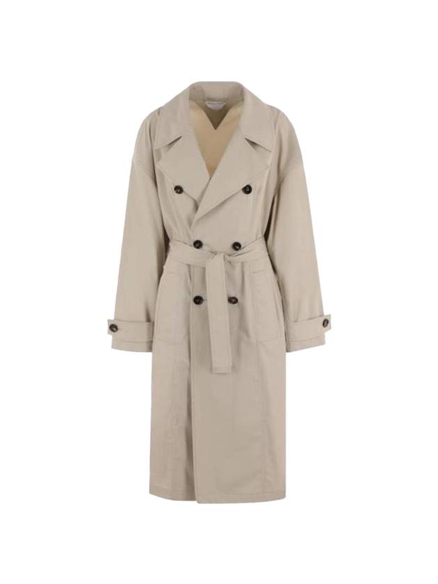 Bottega Veneta Double Breasted Belt Trench Coat Beige