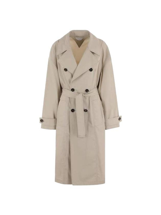 Bottega Veneta Double Breasted Belt Trench Coat Beige