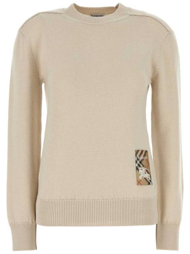 Burberry Check Label Wool Knit Top Nutmeg