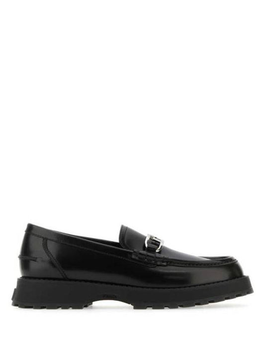 Fendi O'Lock Round Toe Calfskin Loafers Black