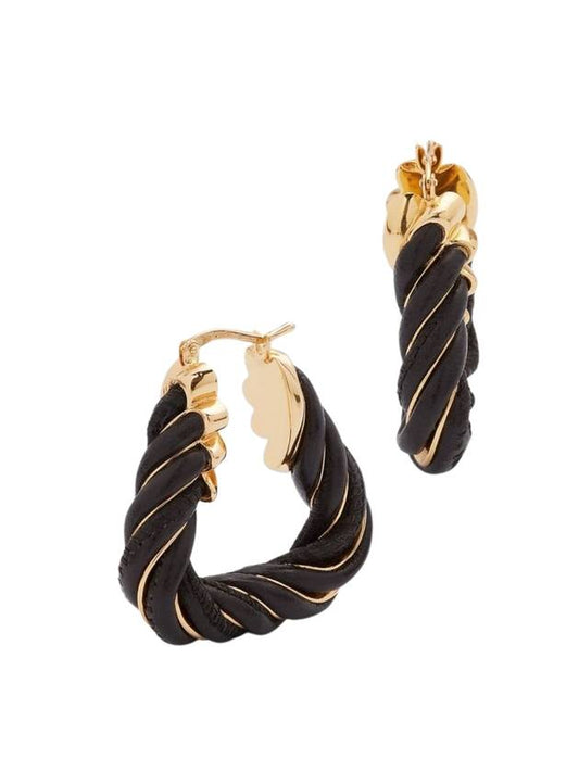 Bottega Veneta Twisted Triangle Hoop Earrings Brown