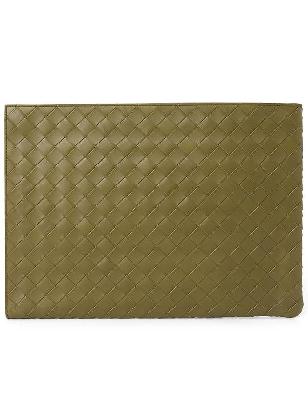 Bottega Veneta Intrecciato Half-Zip Clutch Bag Green
