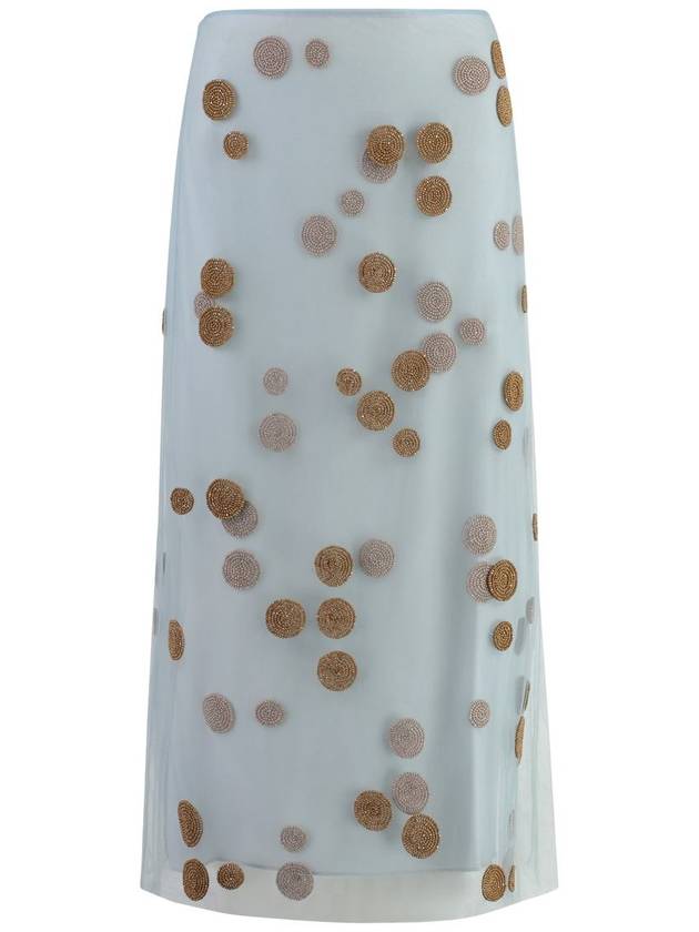 Fendi Embroidered Tulle Skirts Light Blue