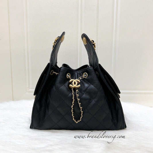 Chanel 25 Small Hobo Bag in Black Caviar and AGHW (Model: AS5293)