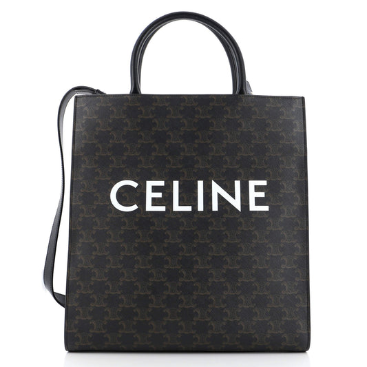 Celine Vertical Cabas Tote Triomphe Coated Canvas Small