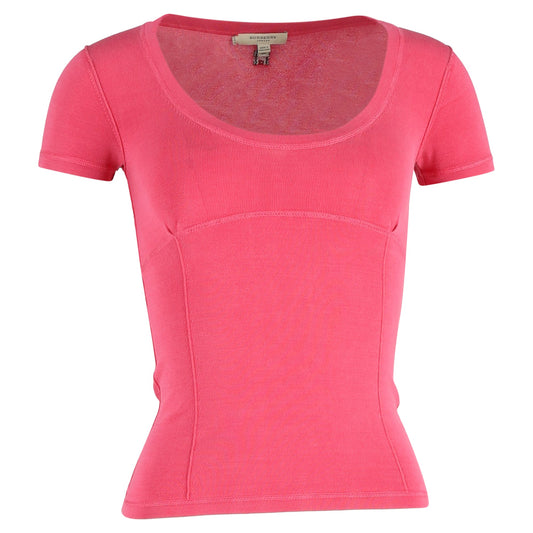 Burberry Bodycon Short Sleeve T-Shirt in Pink Cotton