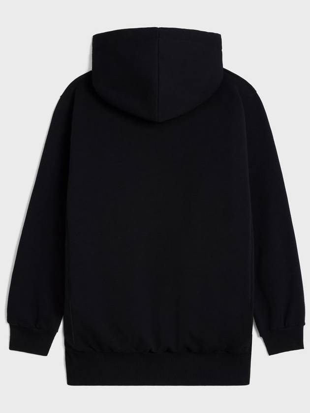 CELINE Logo Print Cotton Fleece Oversized Hoodie Black