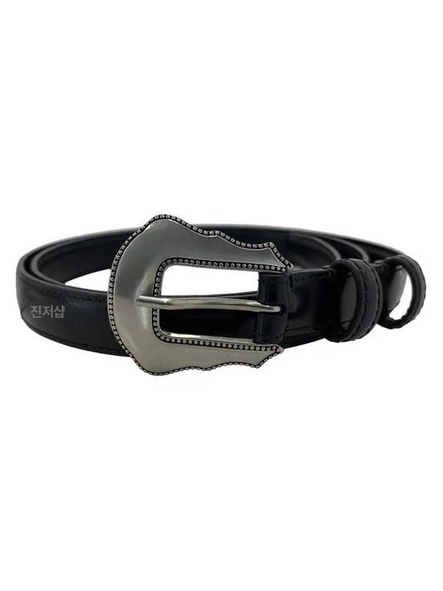 CELINE Metal Buckle Leather Belt Black
