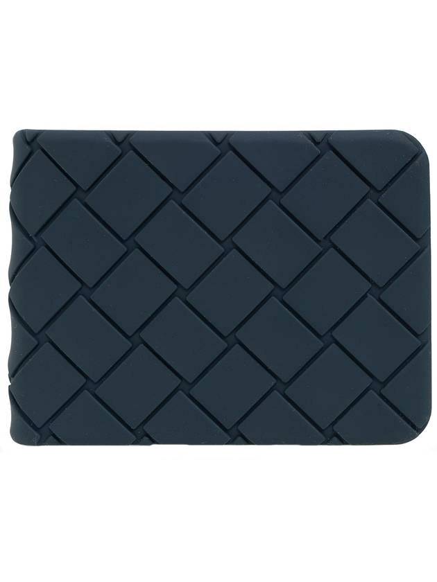 Bottega Veneta Intrecciato Rubber Half Wallet Navy