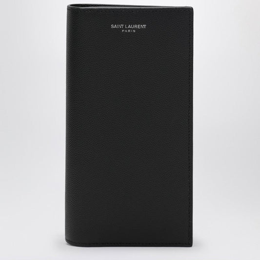Saint Laurent Black Continental Wallet In Pebbled Leather Men