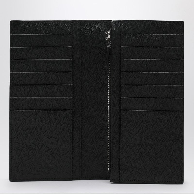Saint Laurent Black Continental Wallet In Pebbled Leather Men