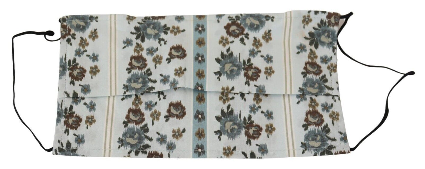 Dolce & Gabbana White Floral Cotton Pleated Elastic Ear Strap Face Women's Mask