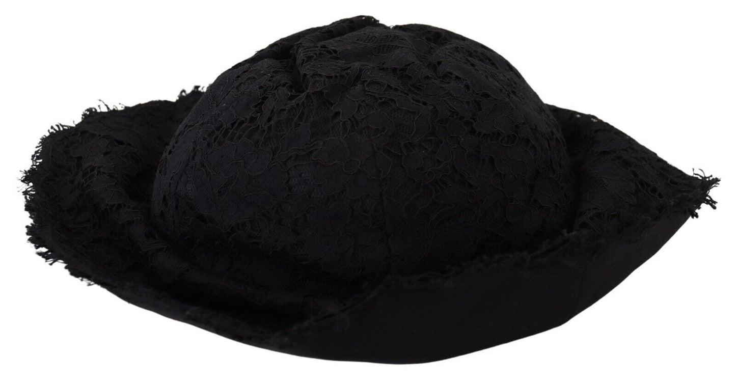 Dolce & Gabbana Black Cotton Wide Brim Shade Women's Hat