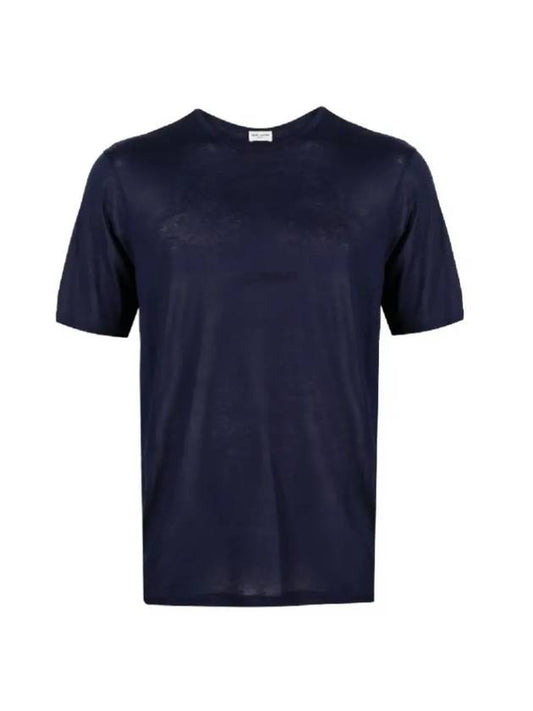 Saint Laurent Basic Short Sleeve T-Shirt Blue
