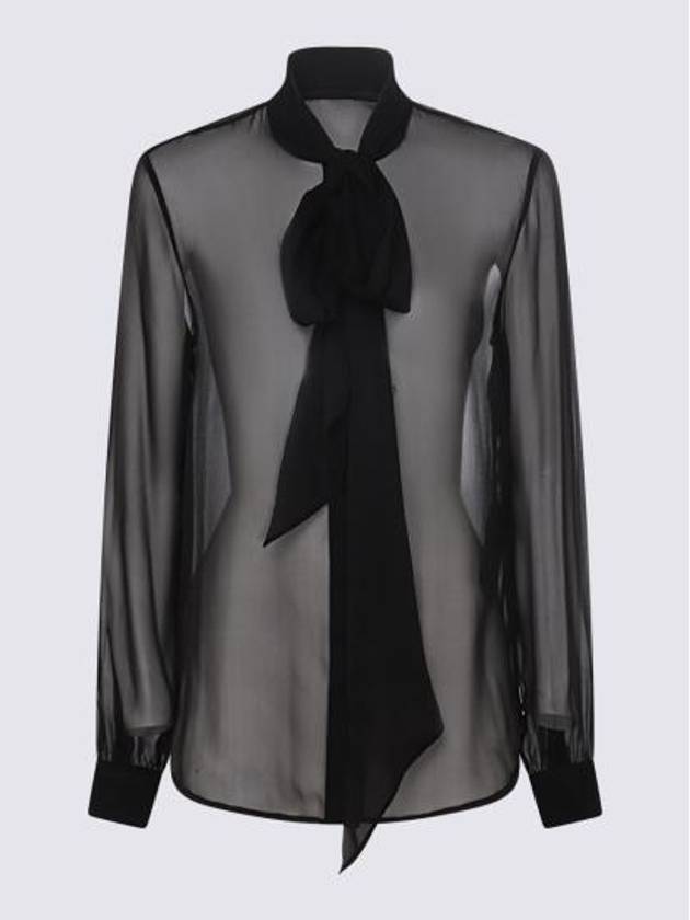 Saint Laurent Silk Muslin Crepe Blouse Black
