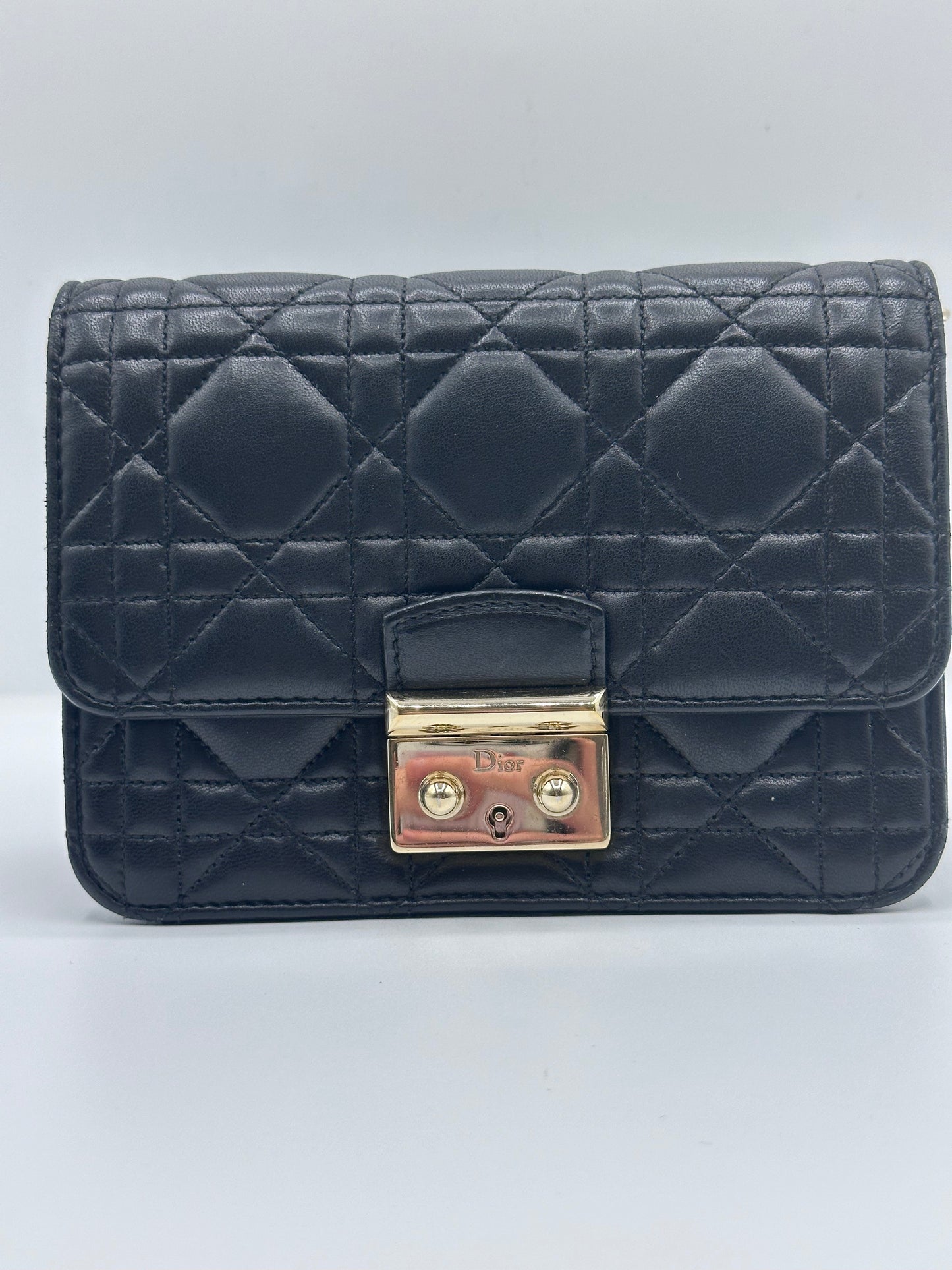 Miss dior black lambskin cannage side bag