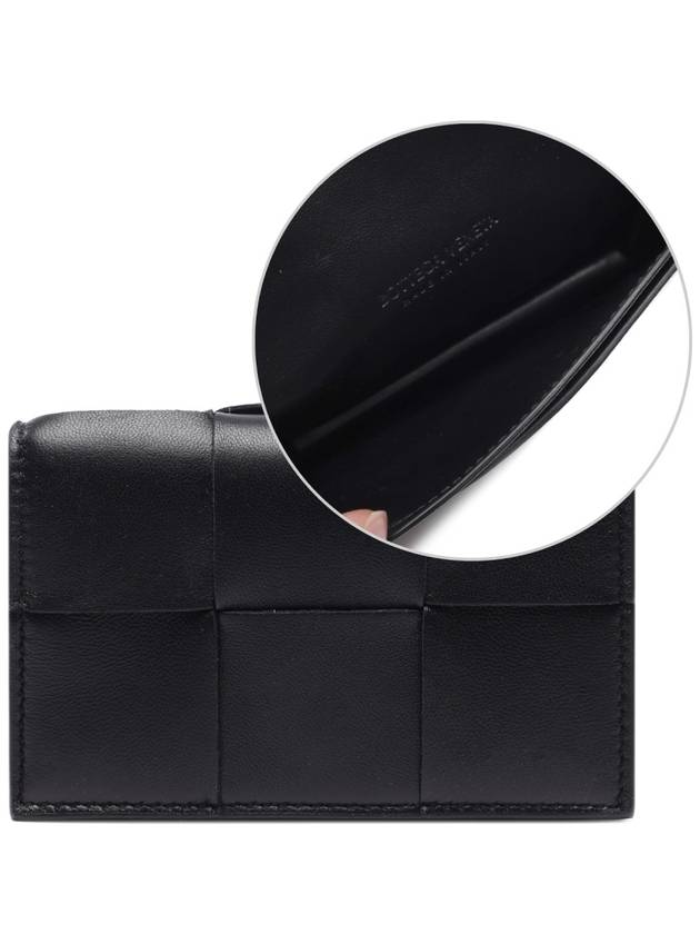 Bottega Veneta Intrecciato Flap Card Wallet Black