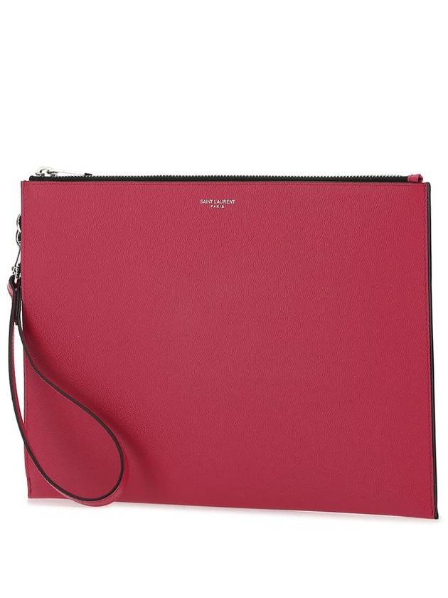 Saint Laurent Logo Leather Clutch Bag Pink
