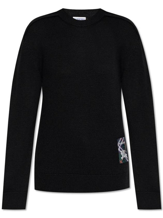 Burberry Burberry Wool Sweater With Logo Patch, Women's, Black