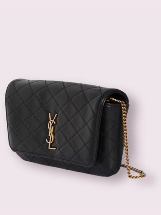 Saint Laurent Gaby Chain Quilting Leather Cross Bag Black