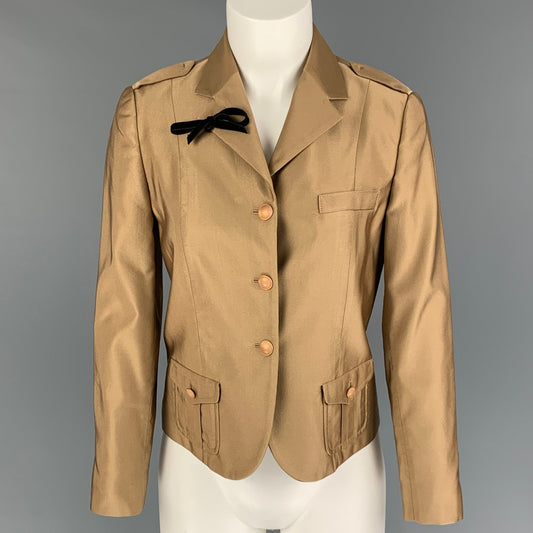 PRADA Size 6 Copper Wool Silk Single Breasted Jacket Blazer