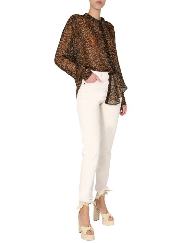 Saint Laurent Leopard Blouse 605378 Y653S 9665