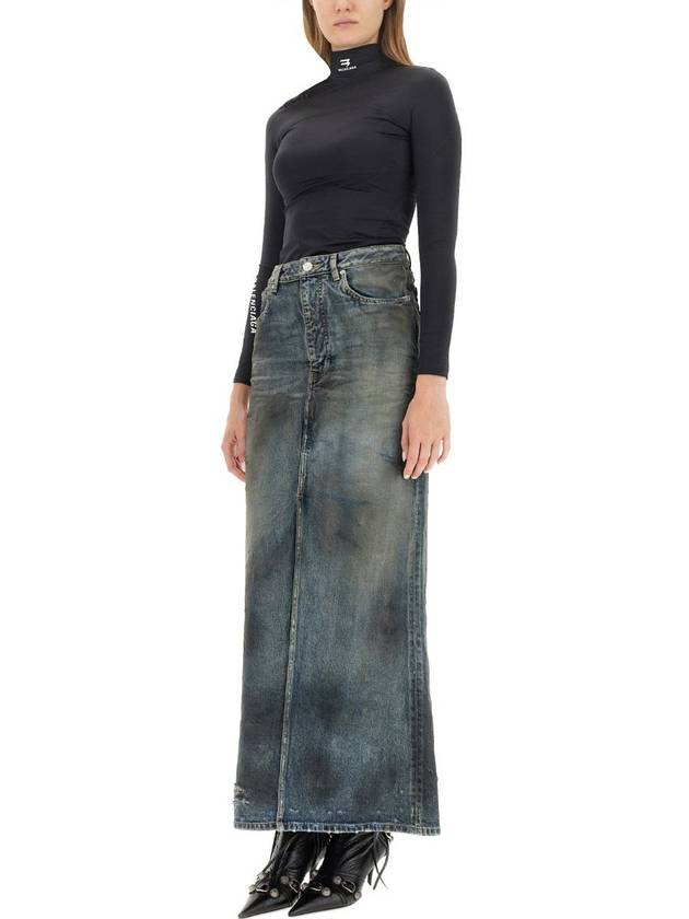 Balenciaga 23 fw Denim Skirt WITH Back Logo Patch 744975TNW014974 B0650497487