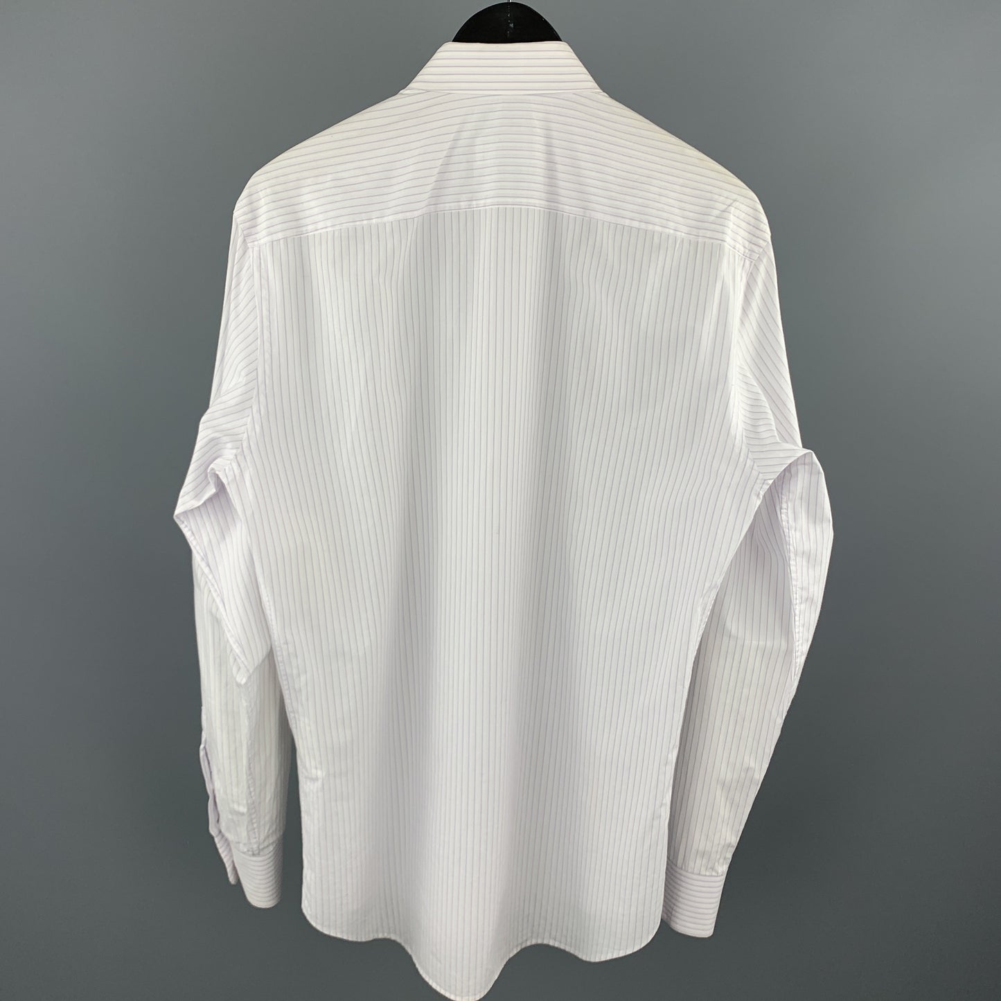 PRADA Size M Lavender Stripe Cotton Button Up Long Sleeve Shirt