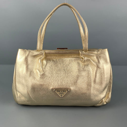 Vintage PRADA Gold Metallic Leather Mini Handbag