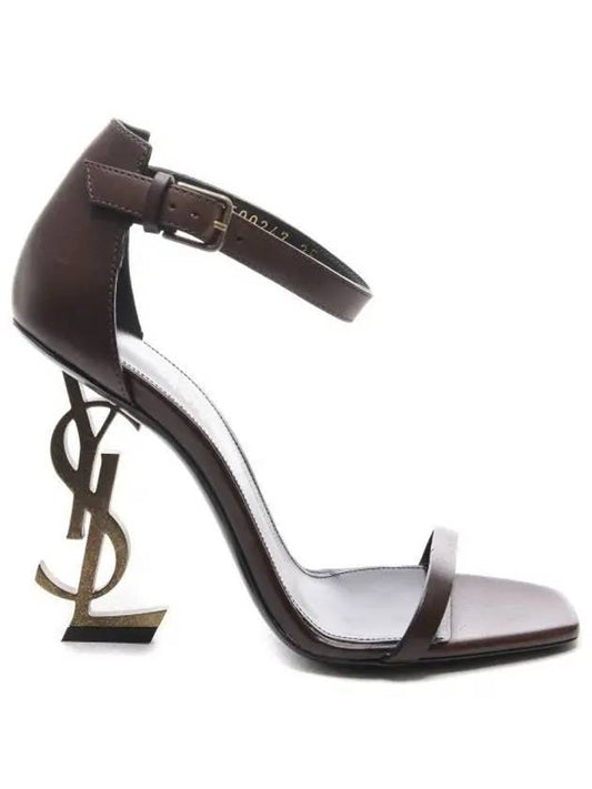 Saint Laurent Monogram Opyum Sandal Heels Brown