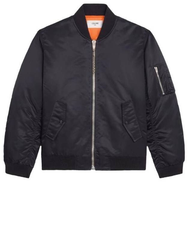 CELINE Nylon Twill Logo Bomber Jacket Black