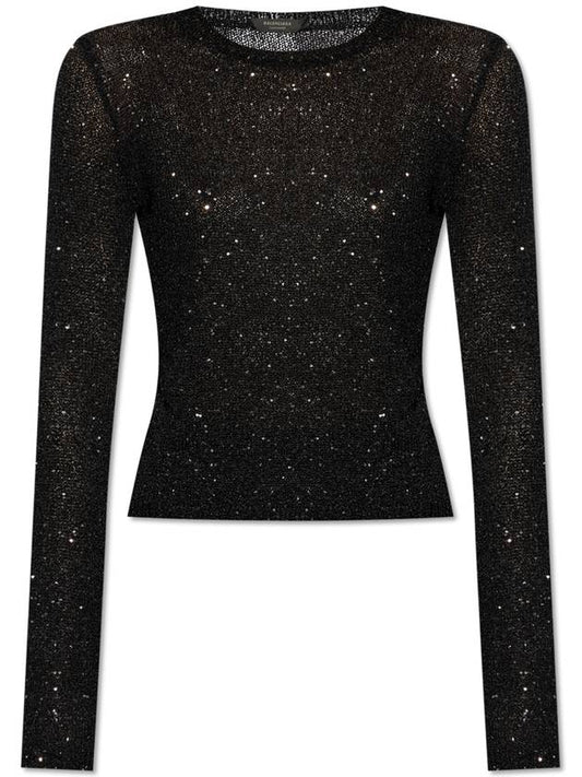 Balenciaga Balenciaga Top With Sequin Trim, Women's, Black