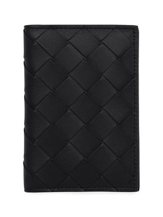 Bottega Veneta Intrecciato Flap Card Case Black