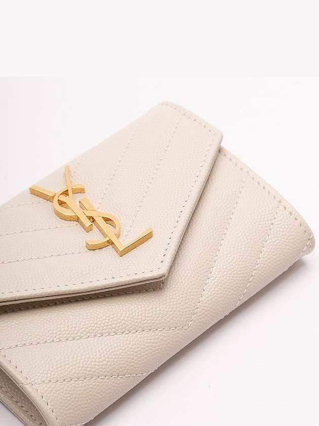 Saint Laurent Monogram Envelope Small Half Wallet Ivory