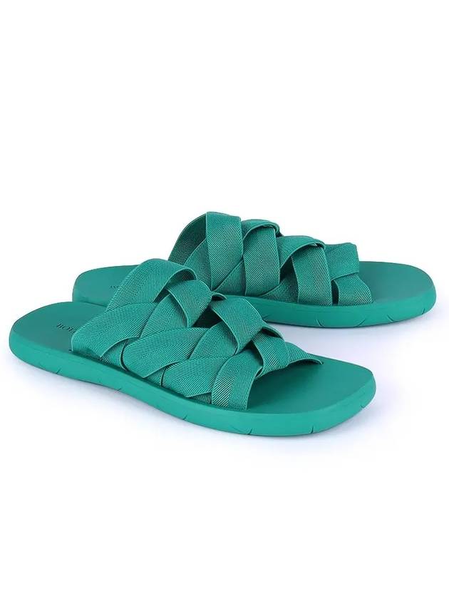 Bottega Veneta Intrecciato Flat Slippers Acid Turquoise