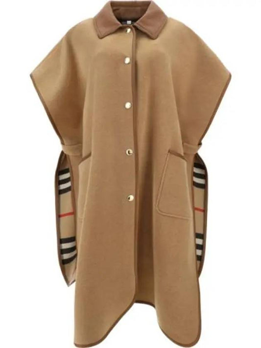 Burberry Check Reversible Wool Cape Archive Beige
