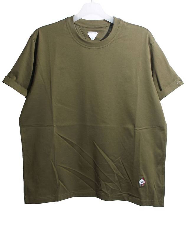 Bottega Veneta Embroidered Logo Short Sleeve T-Shirt Khaki