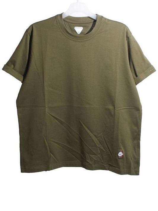 Bottega Veneta Embroidered Logo Short Sleeve T-Shirt Khaki
