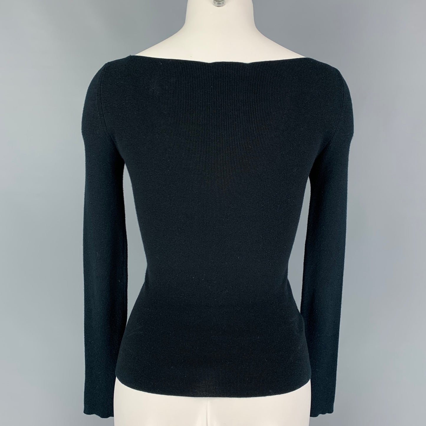 PRADA Size 4 Black Eylet Ribbon Pullover