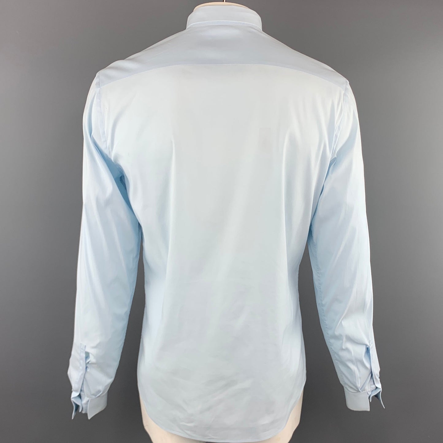 PRADA Size L Light Blue Cotton Blend Button Up Long Sleeve Shirt