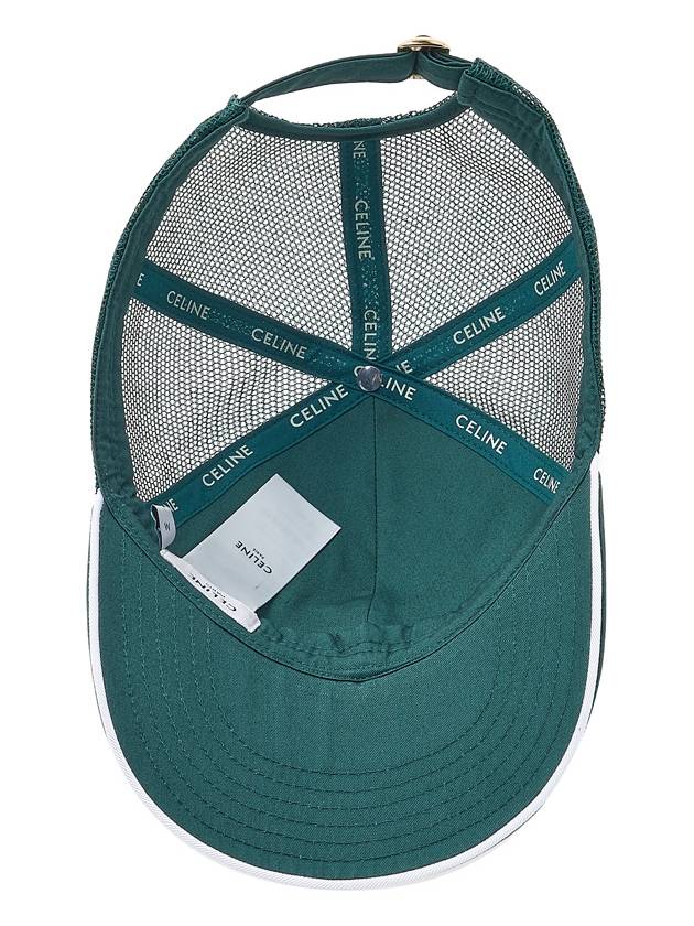 CELINE Triomphe Patch Cotton Mesh Ball Cap Dark Green