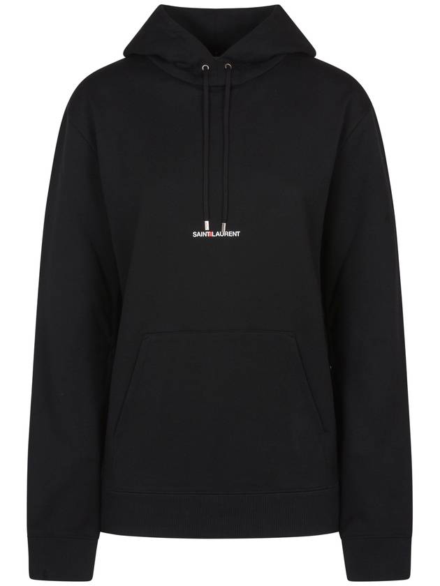Saint Laurent Signature Logo Hooded Top Black
