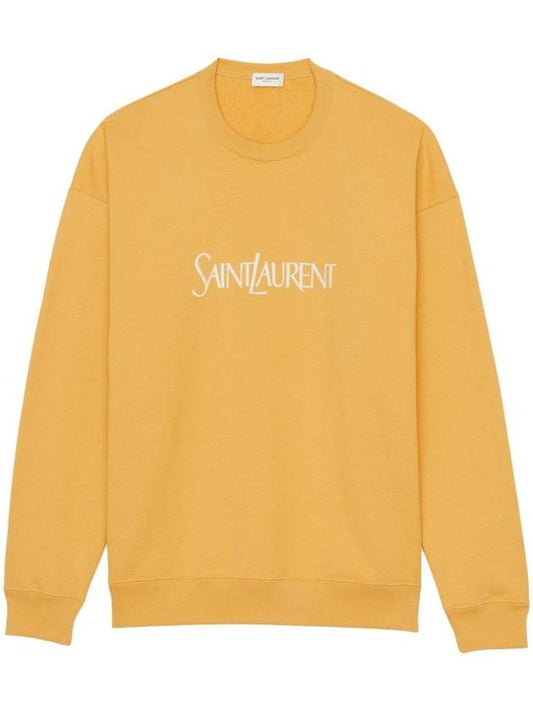 Saint Laurent Embroidered Logo Organic Cotton Sweatshirt Yellow